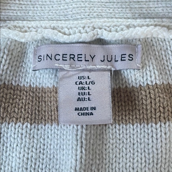 Sincerely Jules Beige and White Cardigan Size Large - Picture 2 of 6